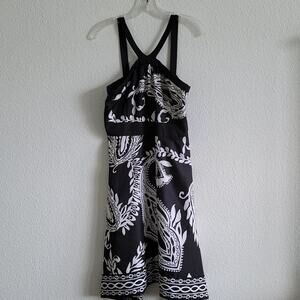 WHITE HOUSE BLACK MARKET Dress Fit & Flare Paisley Bandana Lined Size 6 Black